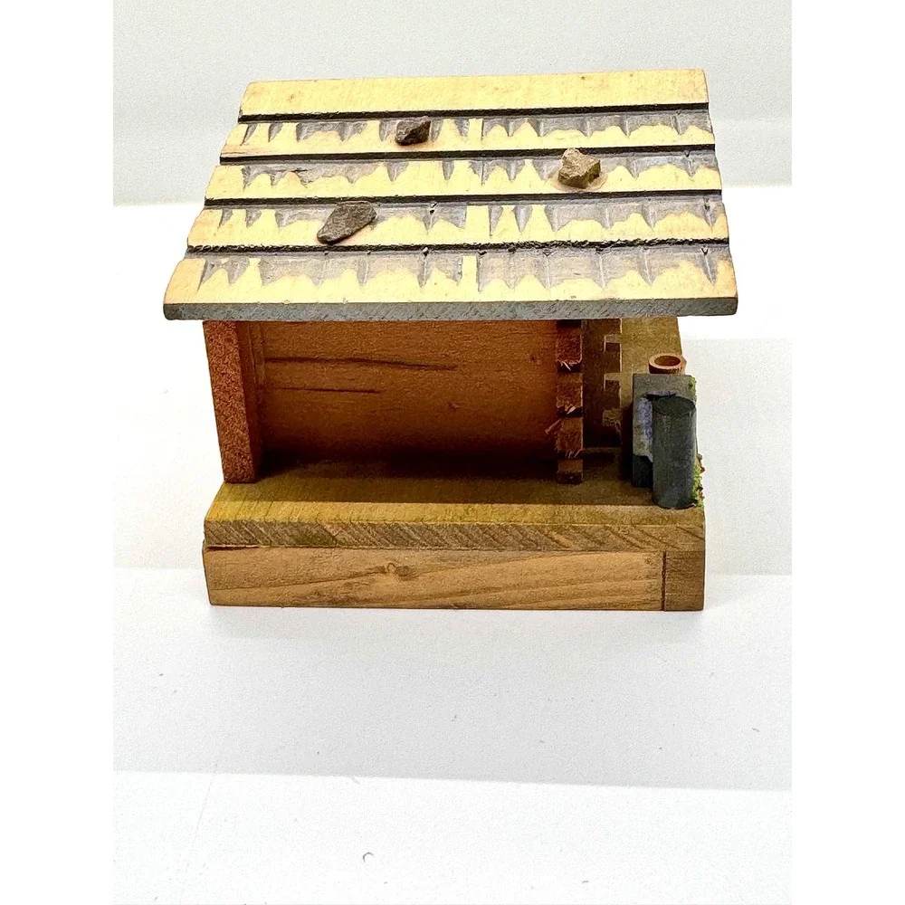 Vintage BEFAG Swiss Chalet Music Box Swedish Rhapsody Log Cabin Wood Trinket Box